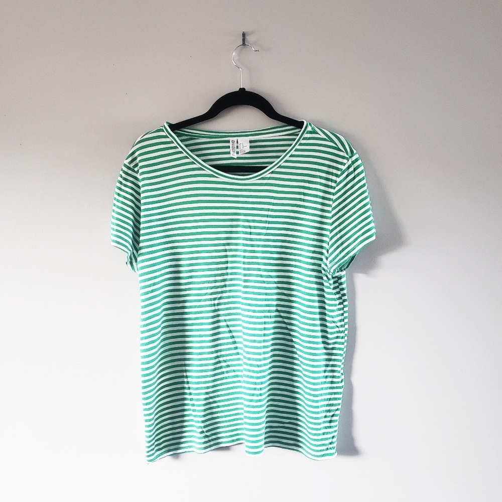 💥2 for $20💥H&M Women's Green&White Striped Shirt